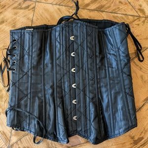 Black Satin Over Bust Heart's Delight Corset Size 28